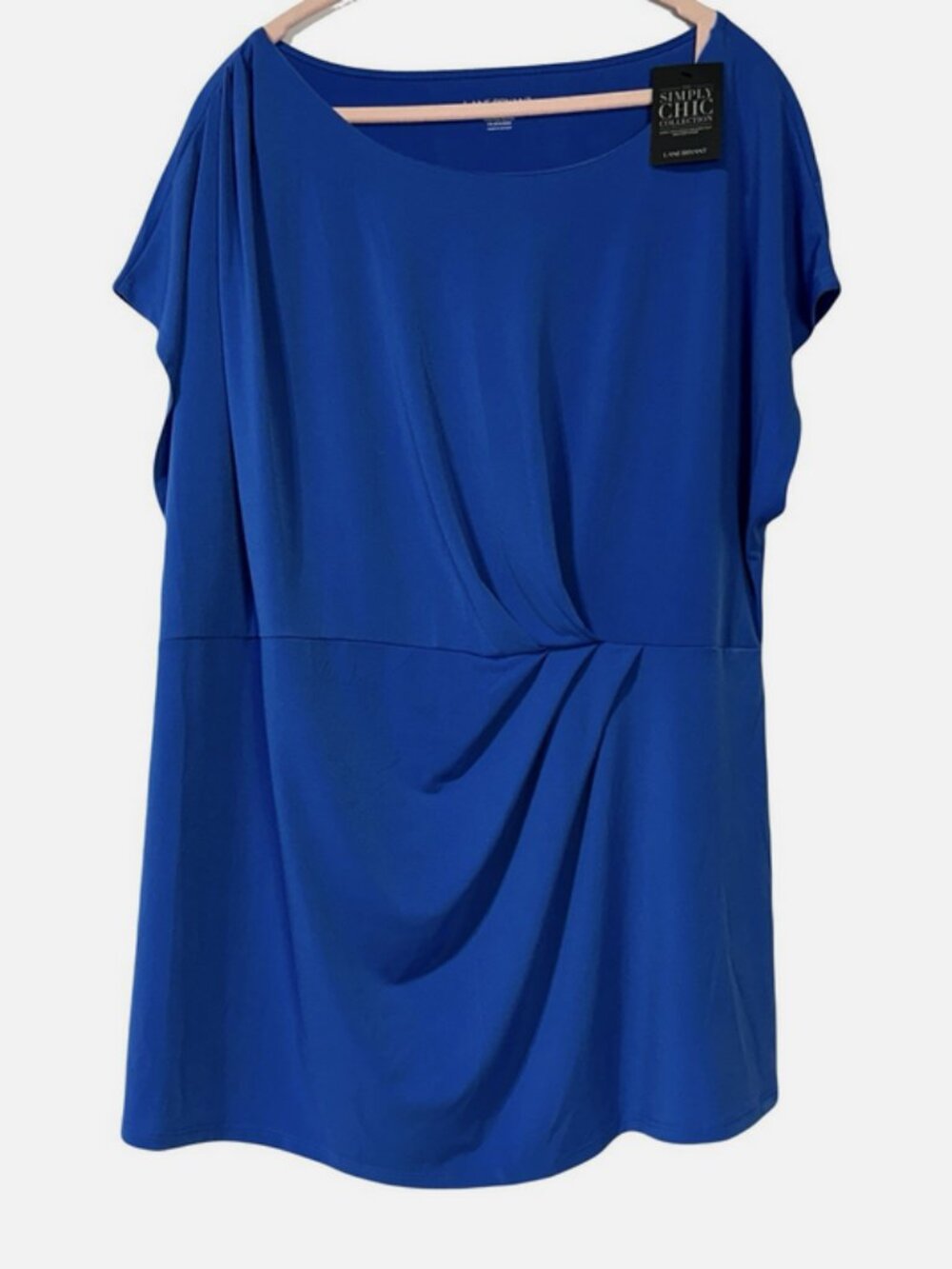 Lane Bryant Blue Pleated Stretch Blouse Simply Chic Top Size 18/20 NWT